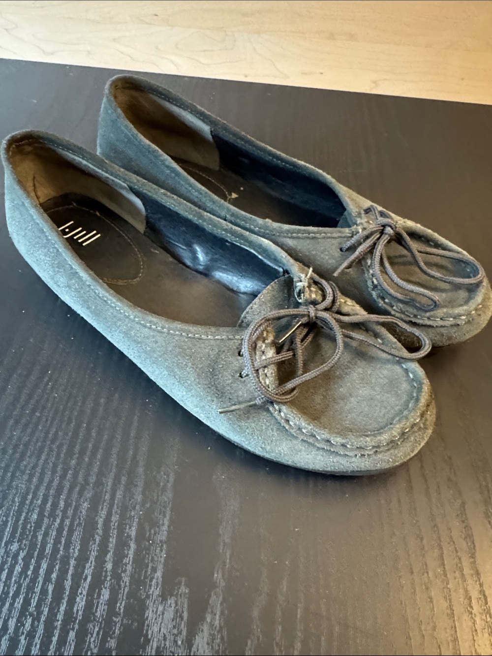 J. Jill Olive Suede Moccasin Flats with Bow